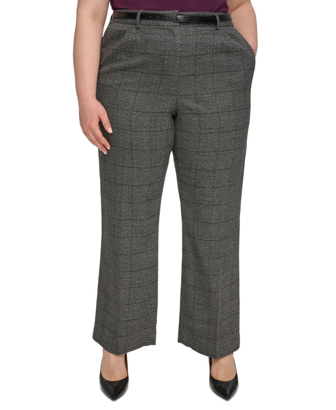 Plus Size One-Button Jacket, Pleat-Neck Camisole, & Wide-Leg Pants